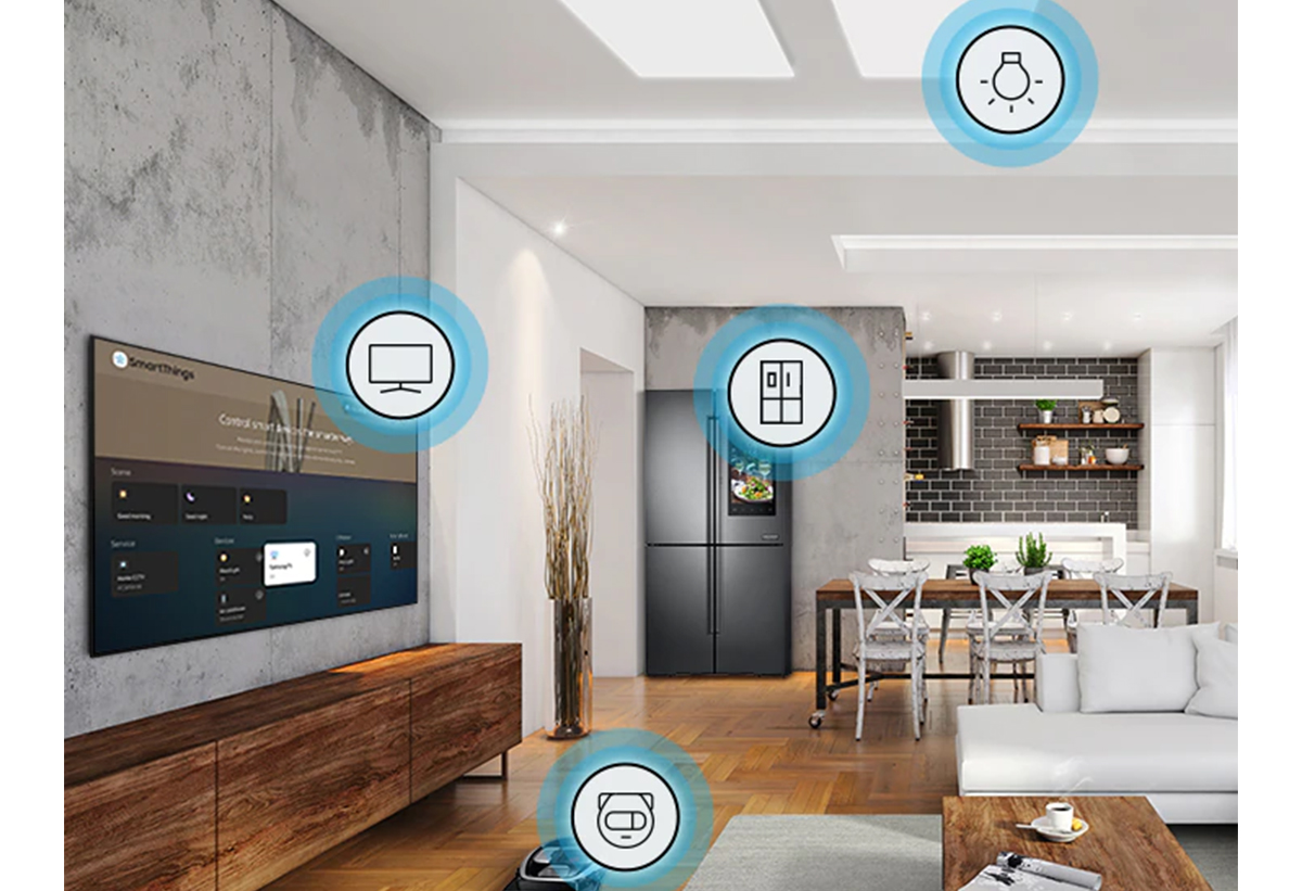 Απεικονίζεται η λειτουργία SmartThings Dashboard.